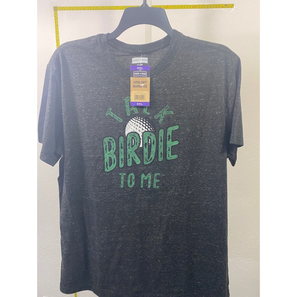 State of Mine Talk Birdie To Me Golf Graphic Tee Mens XXL Black Heather NWT
